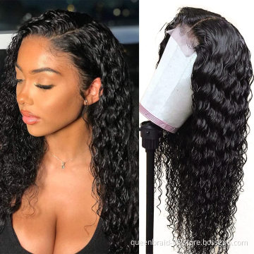 Deep Wave HD Transparent Lace Front Wigs Human Hair Pre Plucked with Baby Hair Density Brazilian 4X4 Lace Closure Human Hair Wig